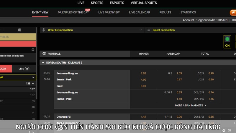 Người chơi cần tiến hành soi kèo khi cá cược bóng đá TK88